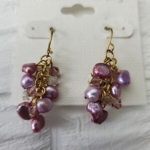 Lavender Pearly Pink Iridescent Vintage Style Earrings.